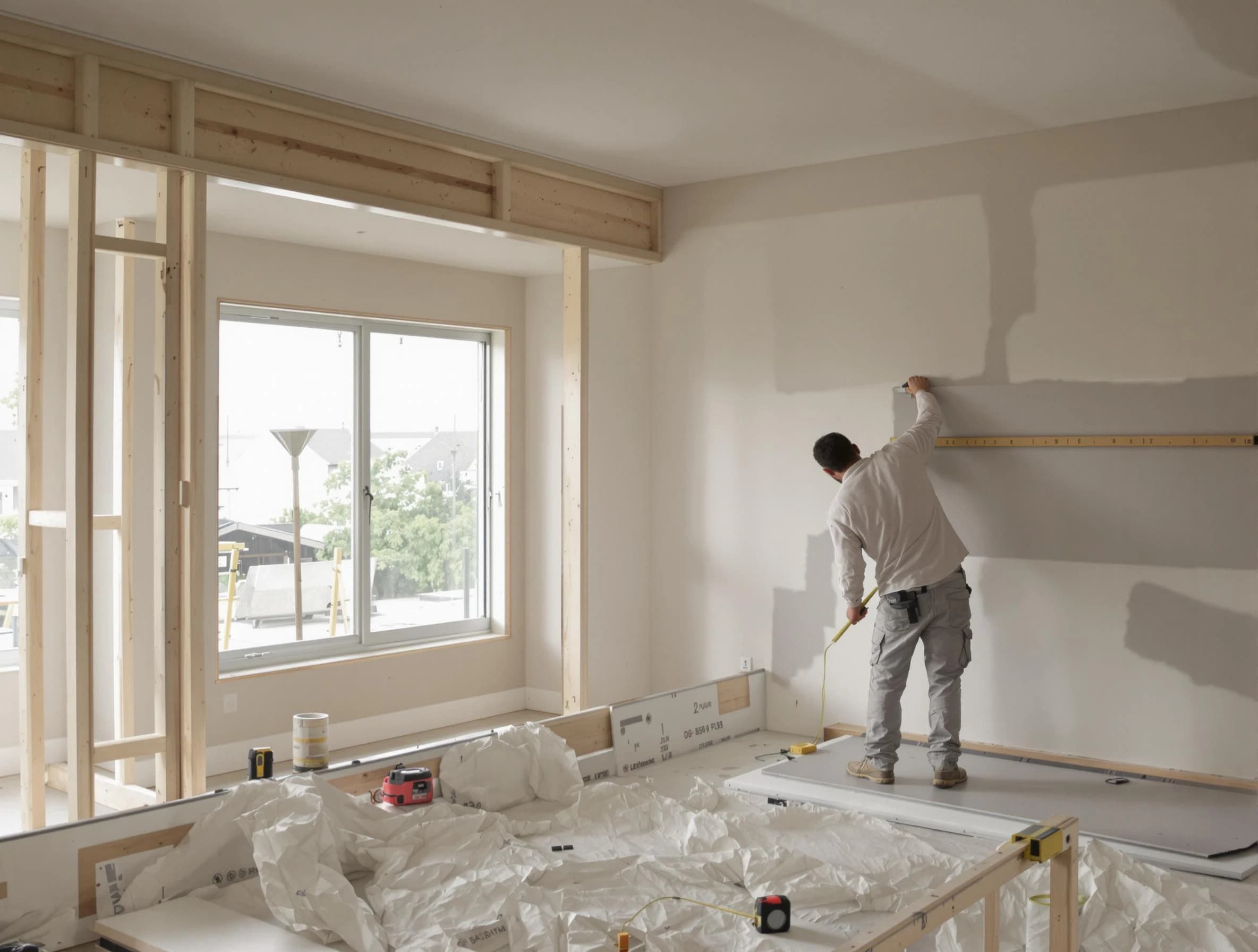 Akron House Painters installing new drywall in Akron, OH