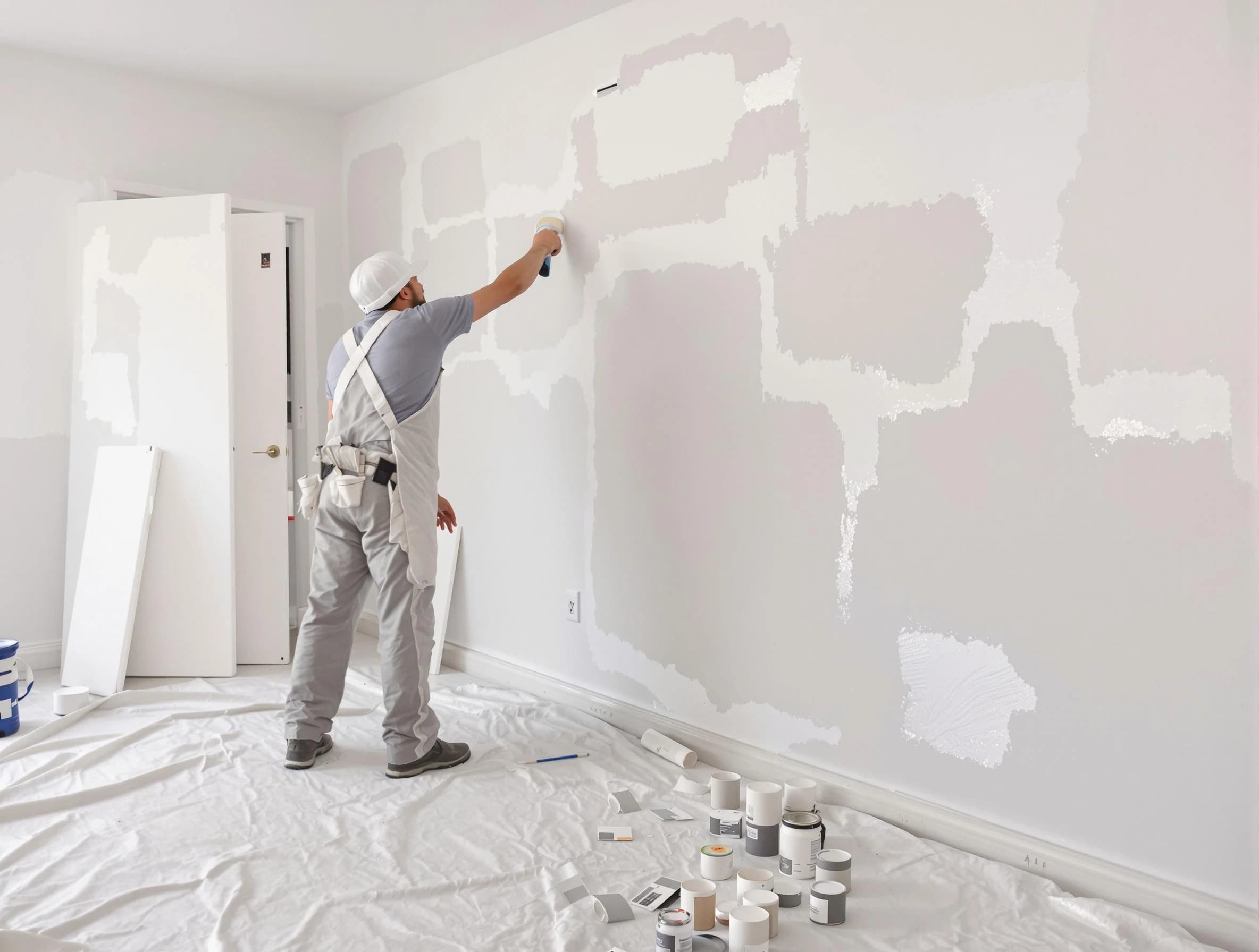 Before and after drywall repair by Akron House Painters in Akron