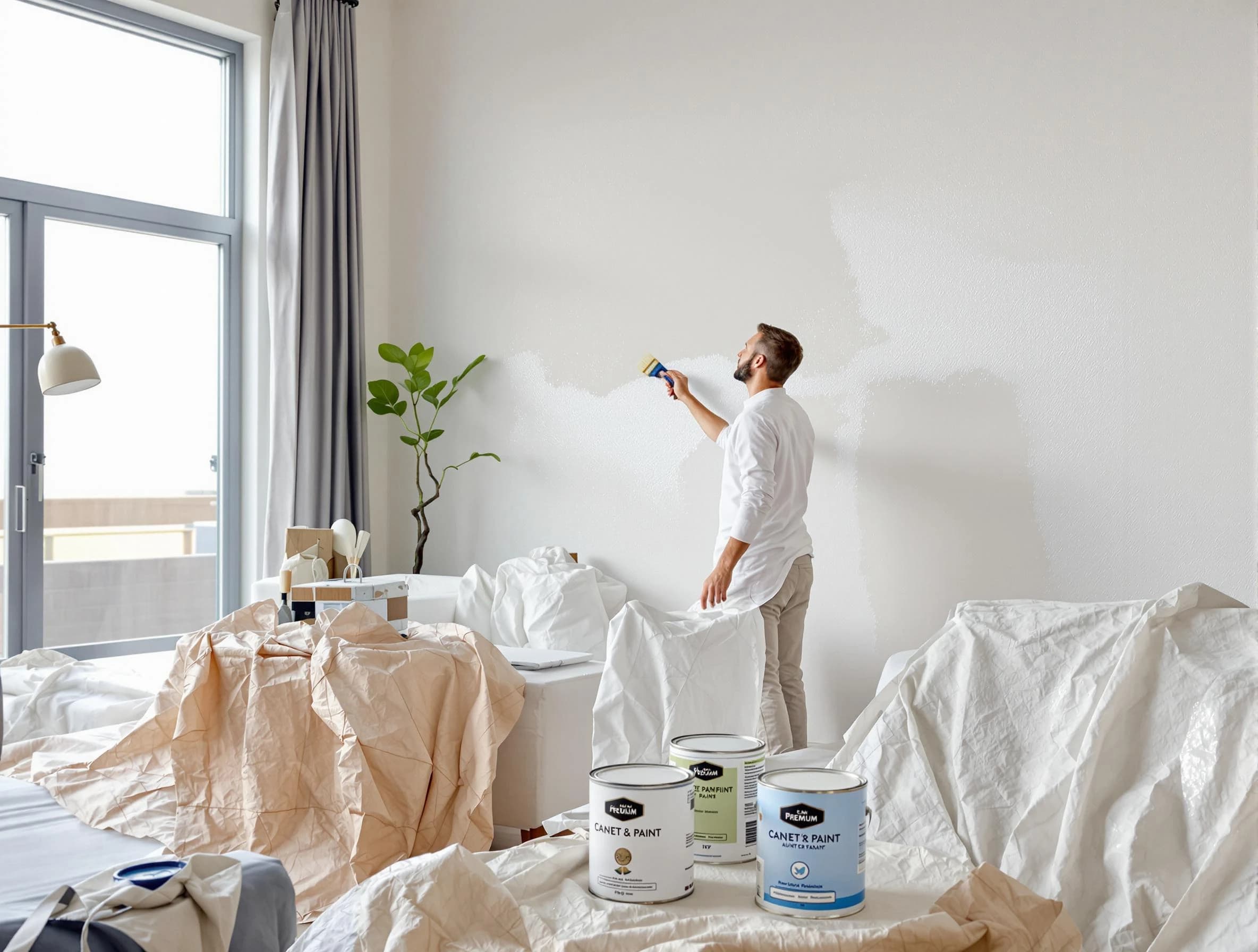 Akron House Painters team carefully painting an interior wall in Akron, OH
