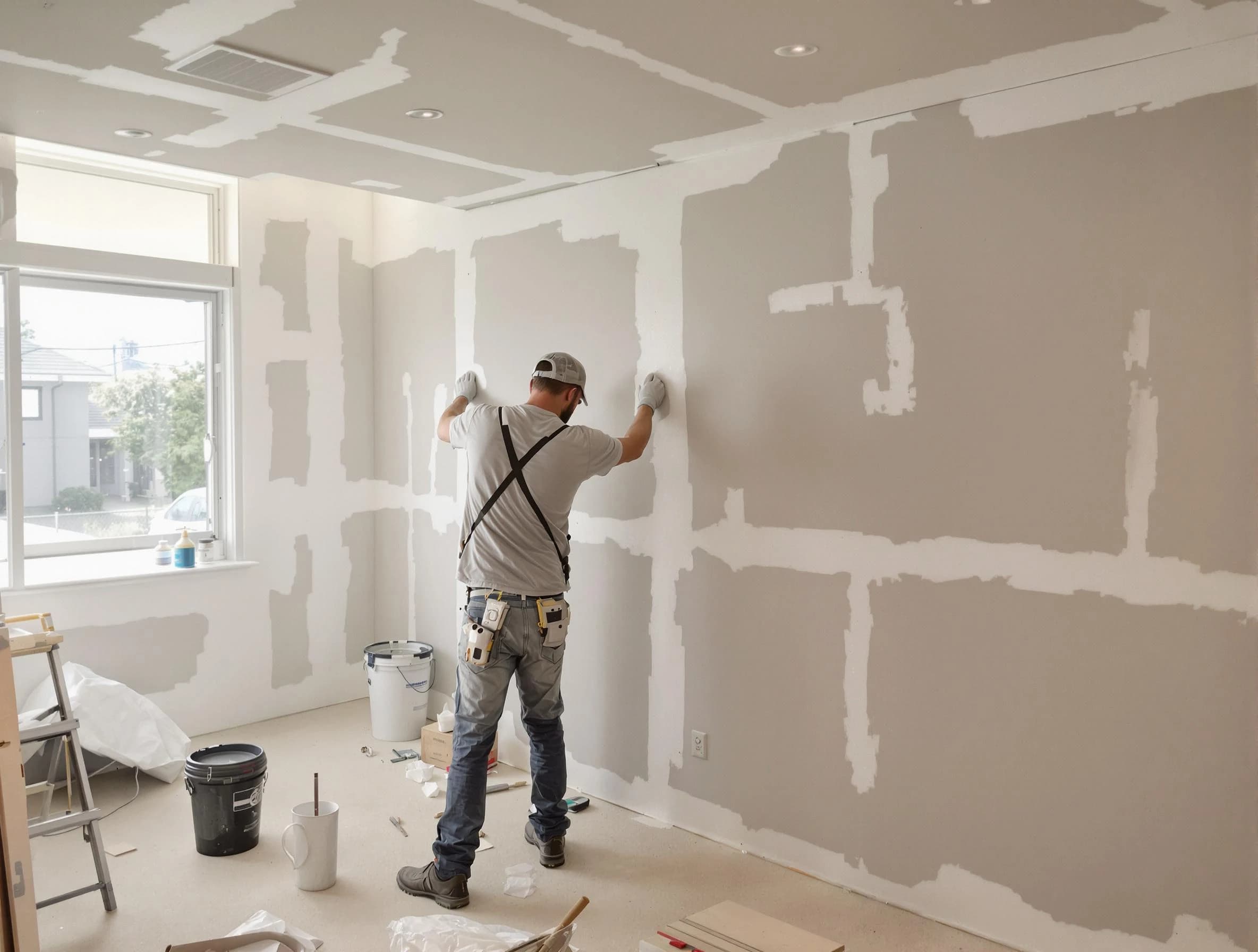 Akron House Painters performing drywall taping and mudding in Akron