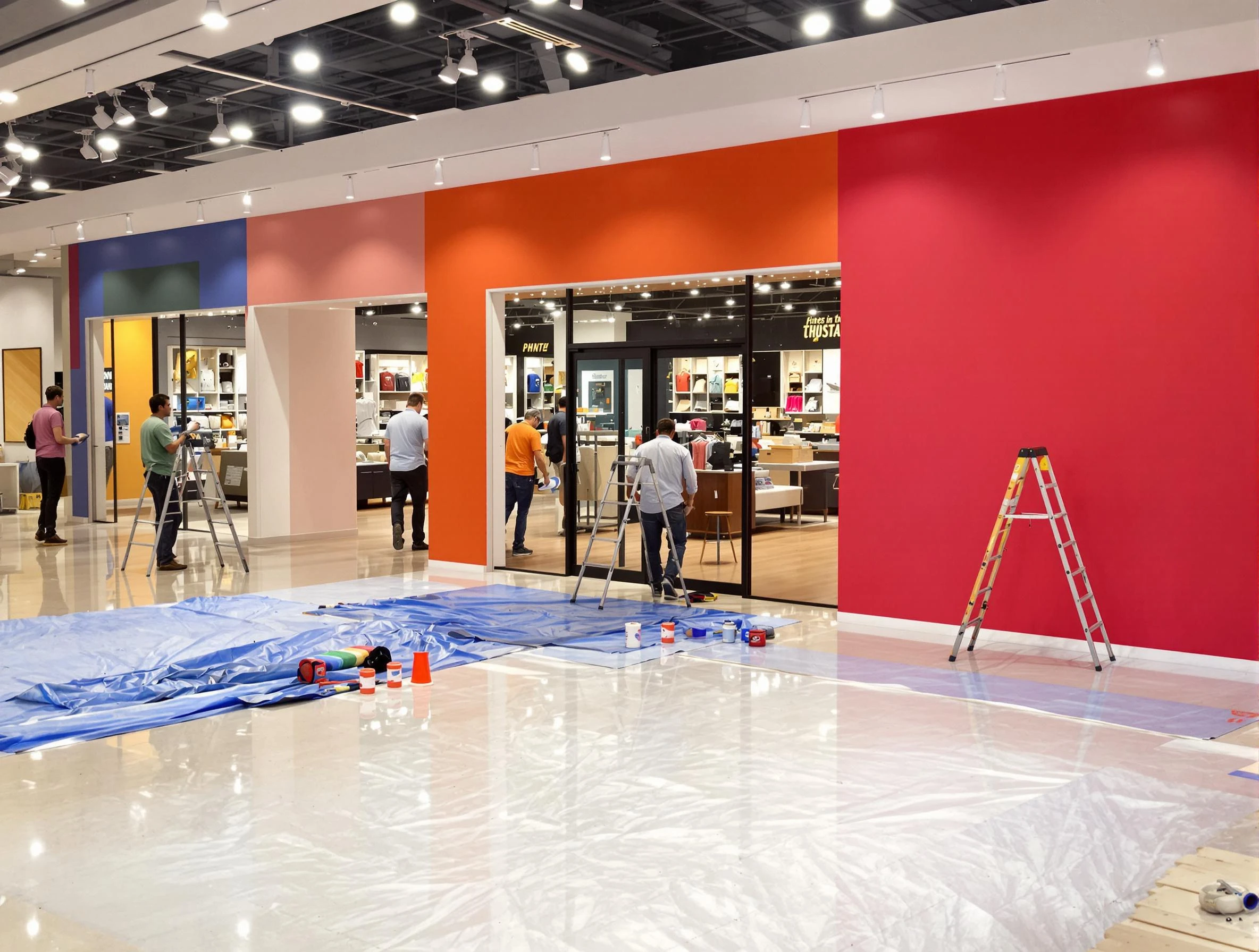 Akron House Painters painting a commercial interior in Akron, OH