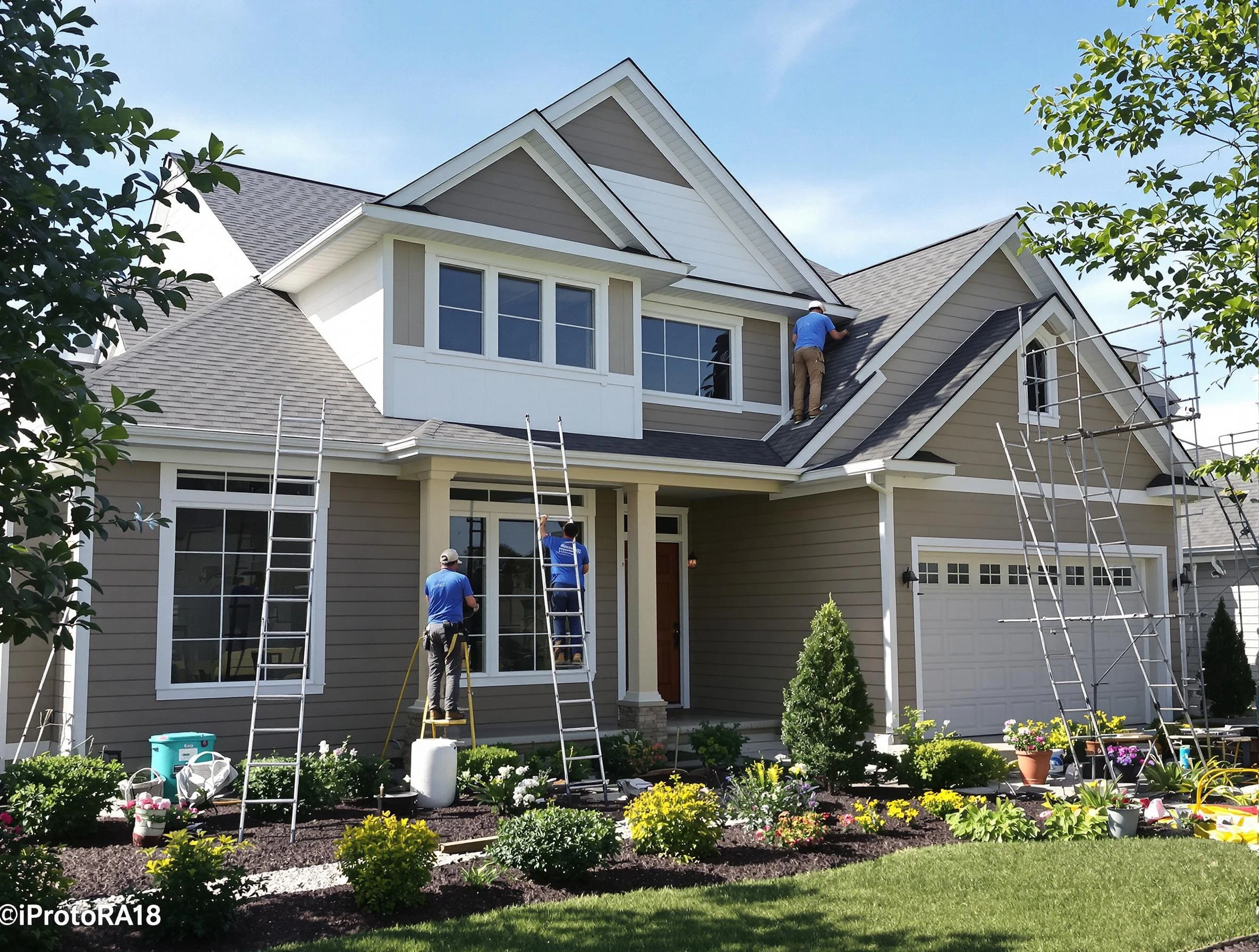 Detailed exterior painting by Akron House Painters in Akron