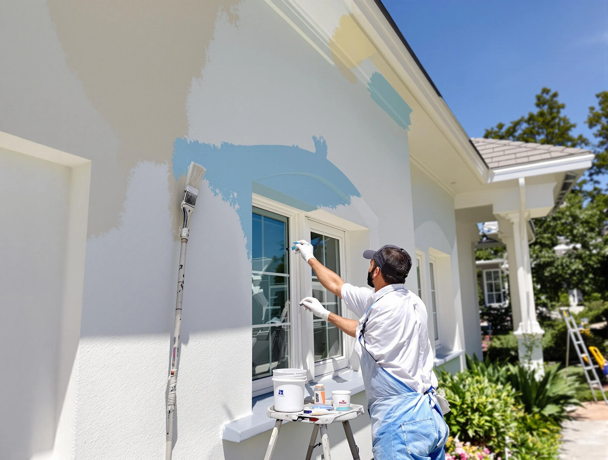 Akron House Painters professional painting the exterior of a house in Akron, OH